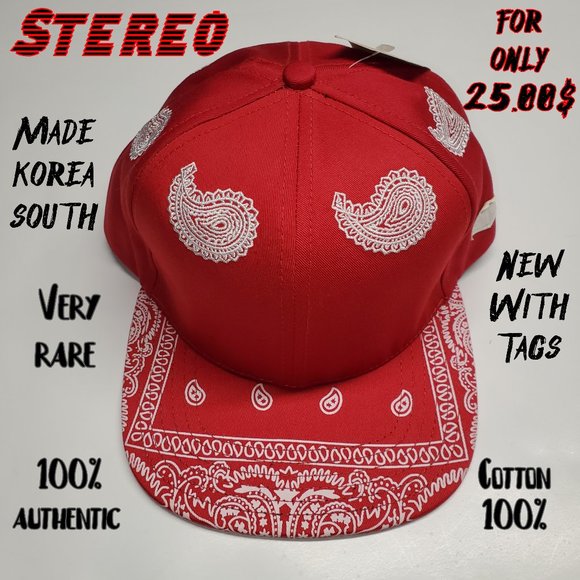Stereo - Red Cap Bandana - 100% Authentic - Very Rare - New With Tags - Picture 1 of 9
